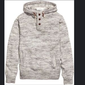 H&M Marled Grey Cotton Hooded Sweater